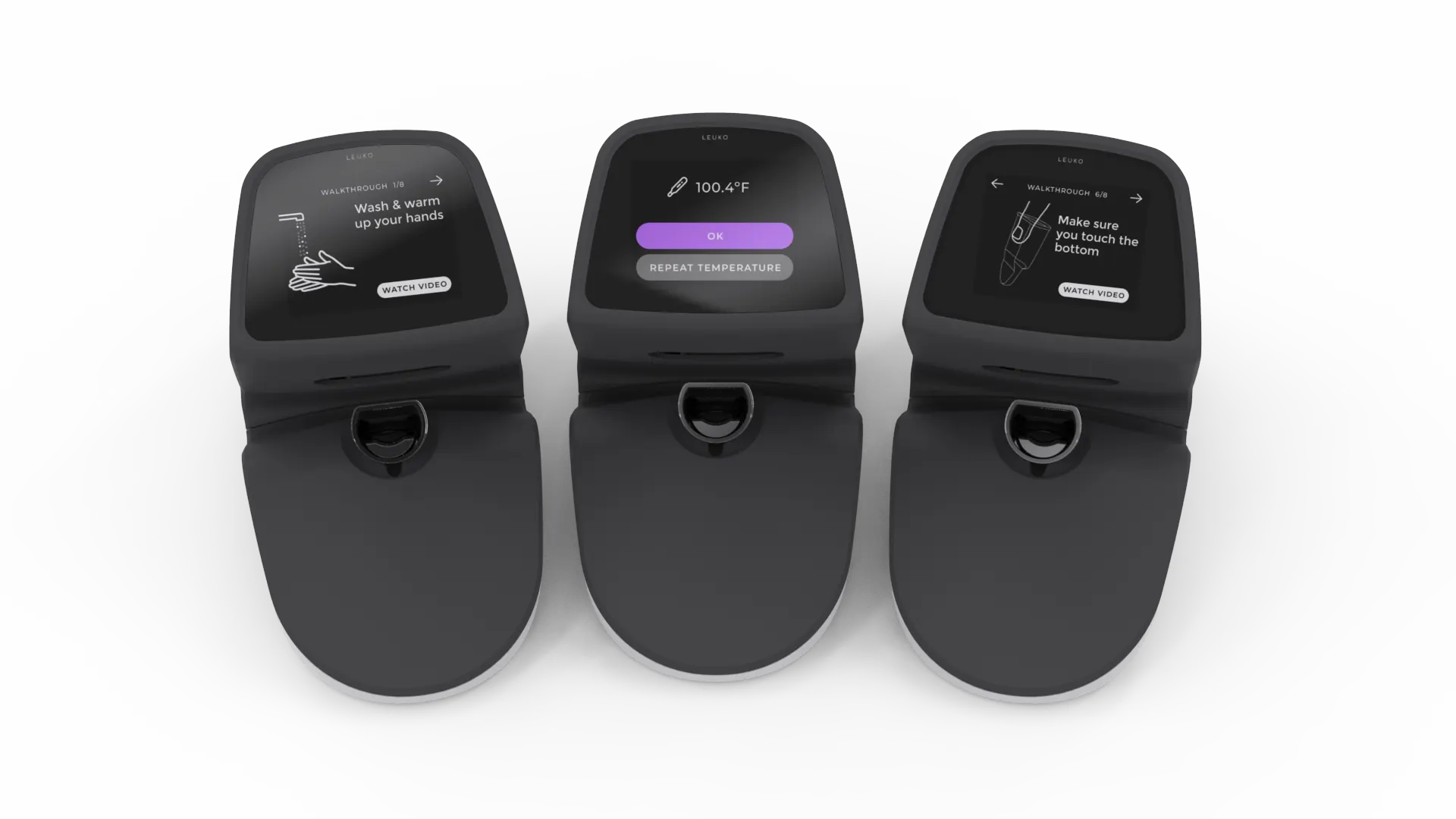 Three product renders of the PointCheck device.